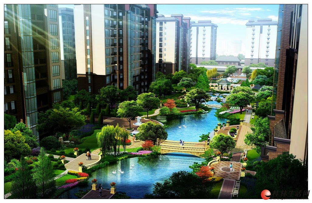 天鹅湖鸟瞰效果图