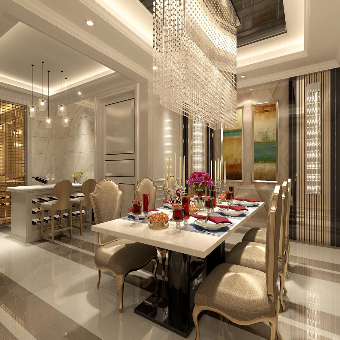 D3上叠三层餐厅效果图