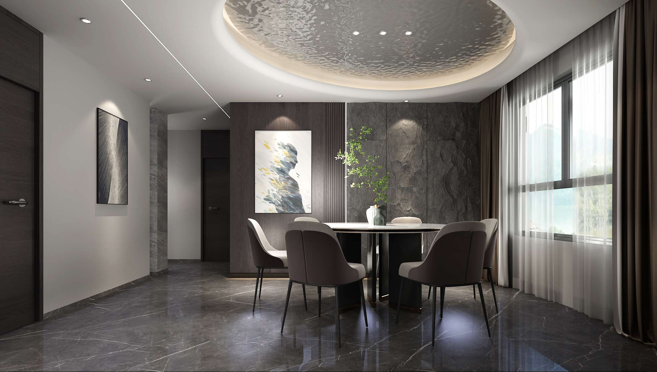 融创万达138平现代风格黑白灰